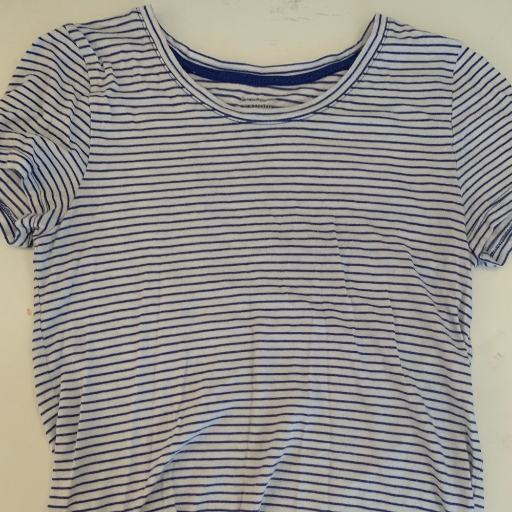 Blue and white striped t-shirt